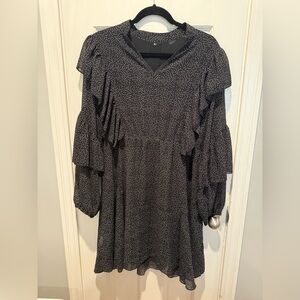 Polka dot long sleeve ruffle dress